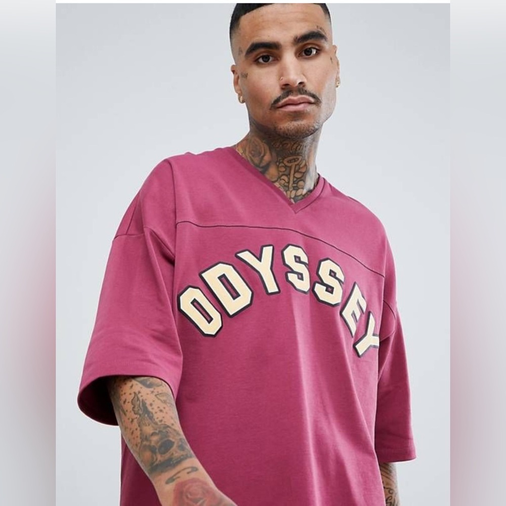 ASOS Odyssey Graphic Shirt Size L Boxy Oversized Spellout